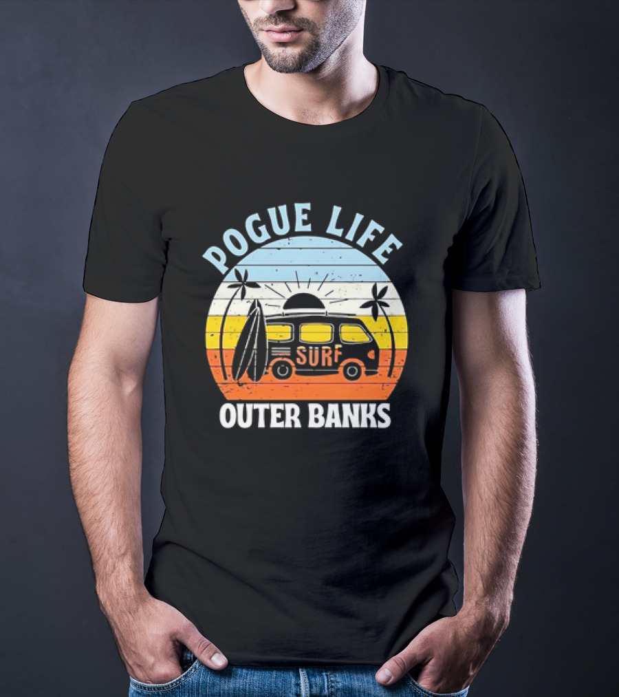 Pogue Life Outer Banks Surf Van Sunset Vintage T-Shirt