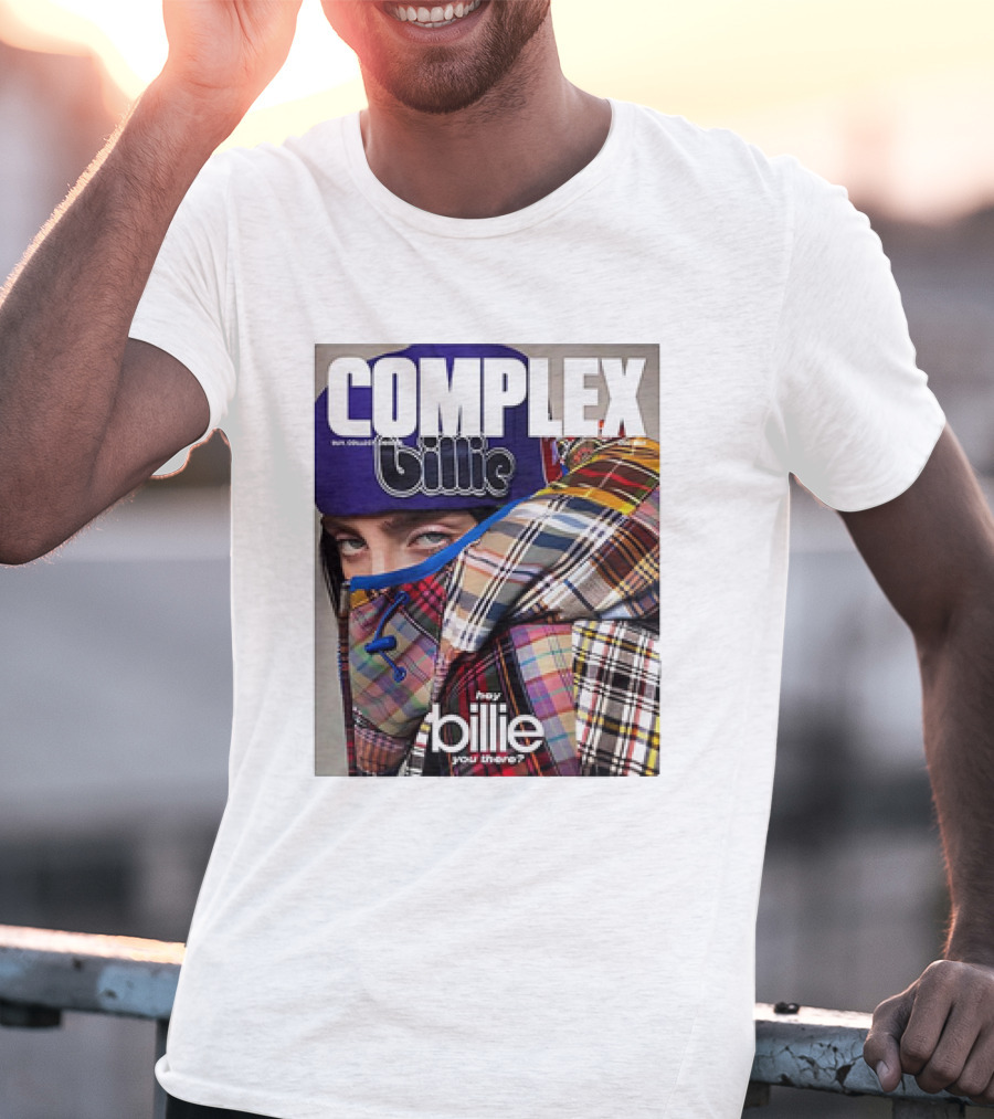 Complex Magazine Cover Billie Eilish Hey Billie You There Plaid Patchwork T-Shirt