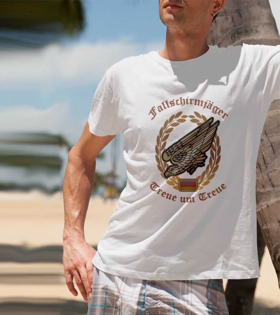 Fallschirmjäger Treue Um Treue Laurel Wreath Badge With Germany Flag T-Shirt