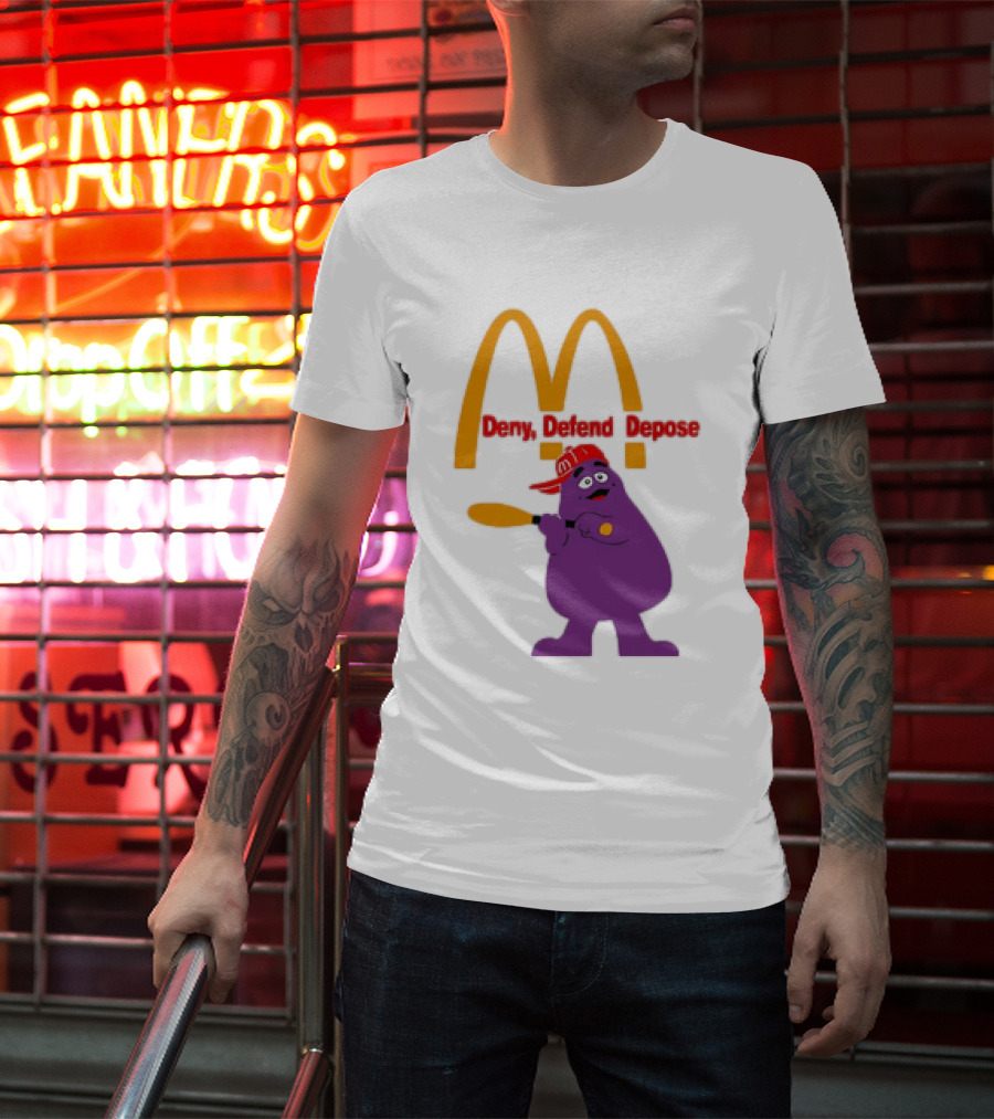 Grimace Baseball Bat Deny Defend Depose McDonald's Mascot T-Shirt
