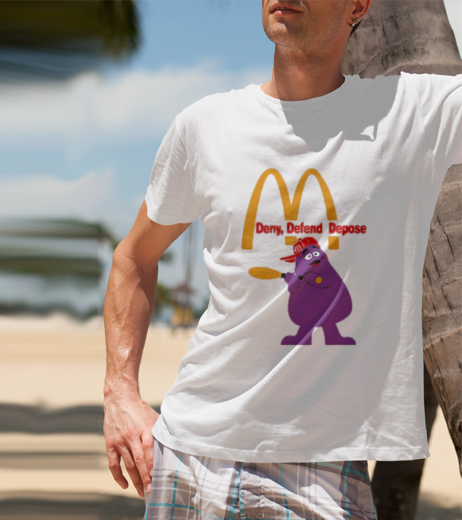 Grimace Baseball Bat Deny Defend Depose McDonald's Mascot T-Shirt