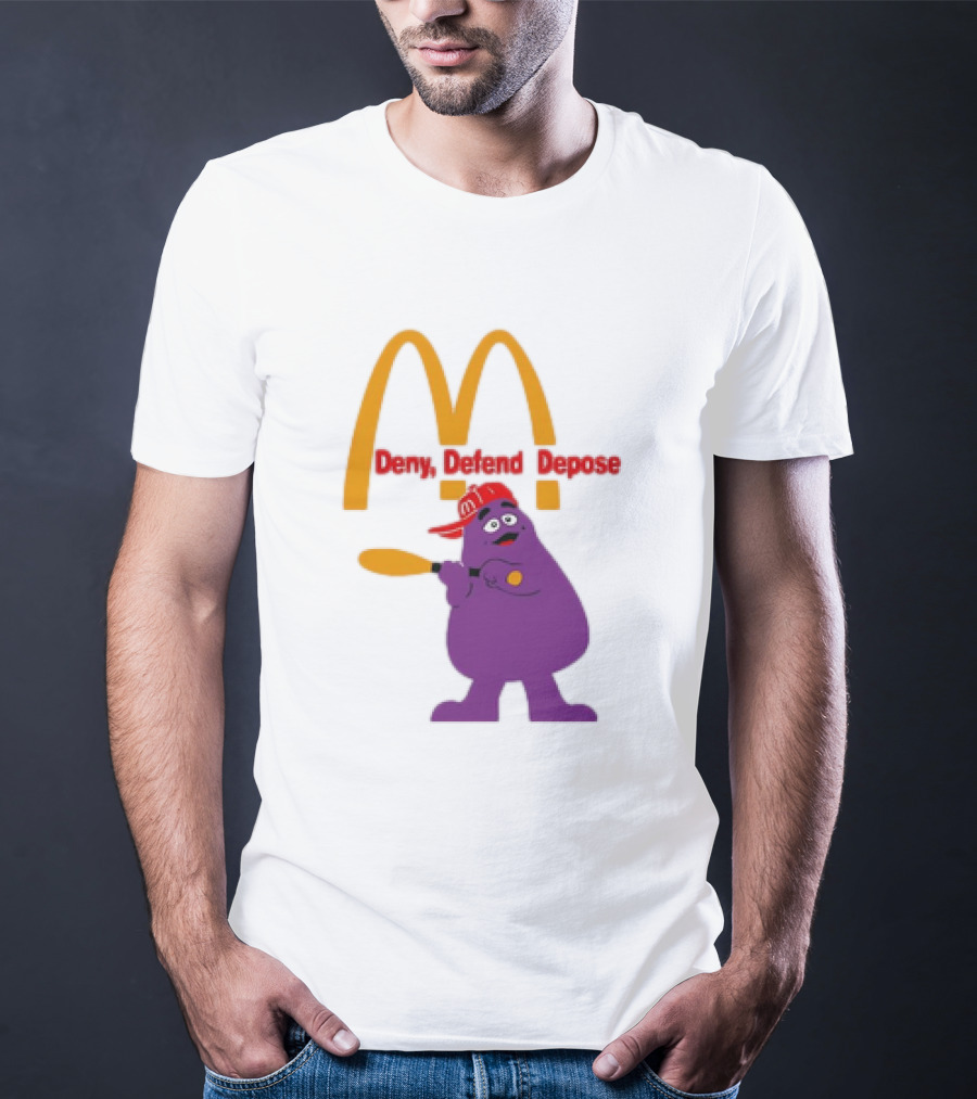 Grimace Baseball Bat Deny Defend Depose McDonald's Mascot T-Shirt