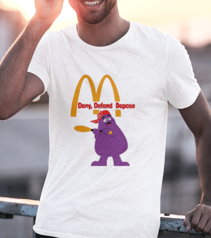 Grimace Baseball Bat Deny Defend Depose McDonald's Mascot T-Shirt