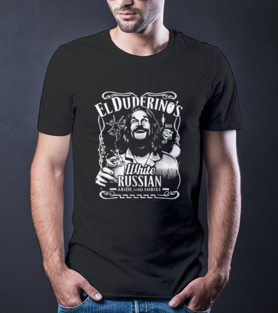 El Duderino’s White Russian Abide And Imbibe Retro Style Starburst Drink T-Shirt