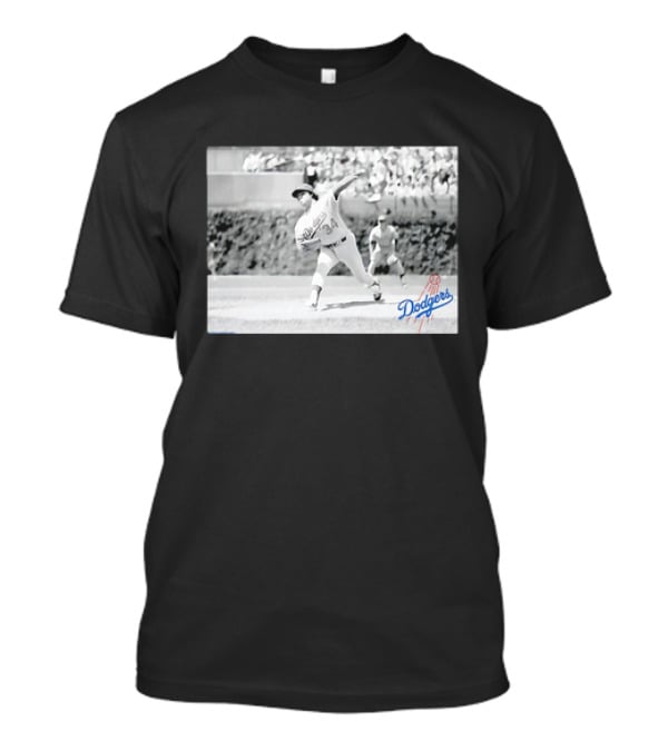 Fernando Valenzuela Los Angeles Dodgers Vintage Black And White Photo 34 T-Shirt