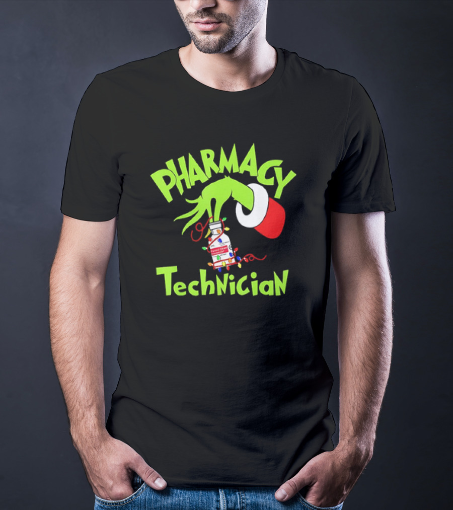 Grinch Pharmacy Technician Christmas Lights T-Shirt