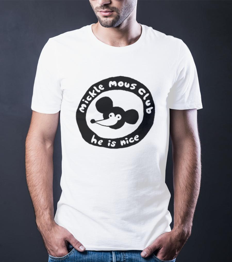 Mickle Mous Club He Is Nice Black And White Circle T-Shirt