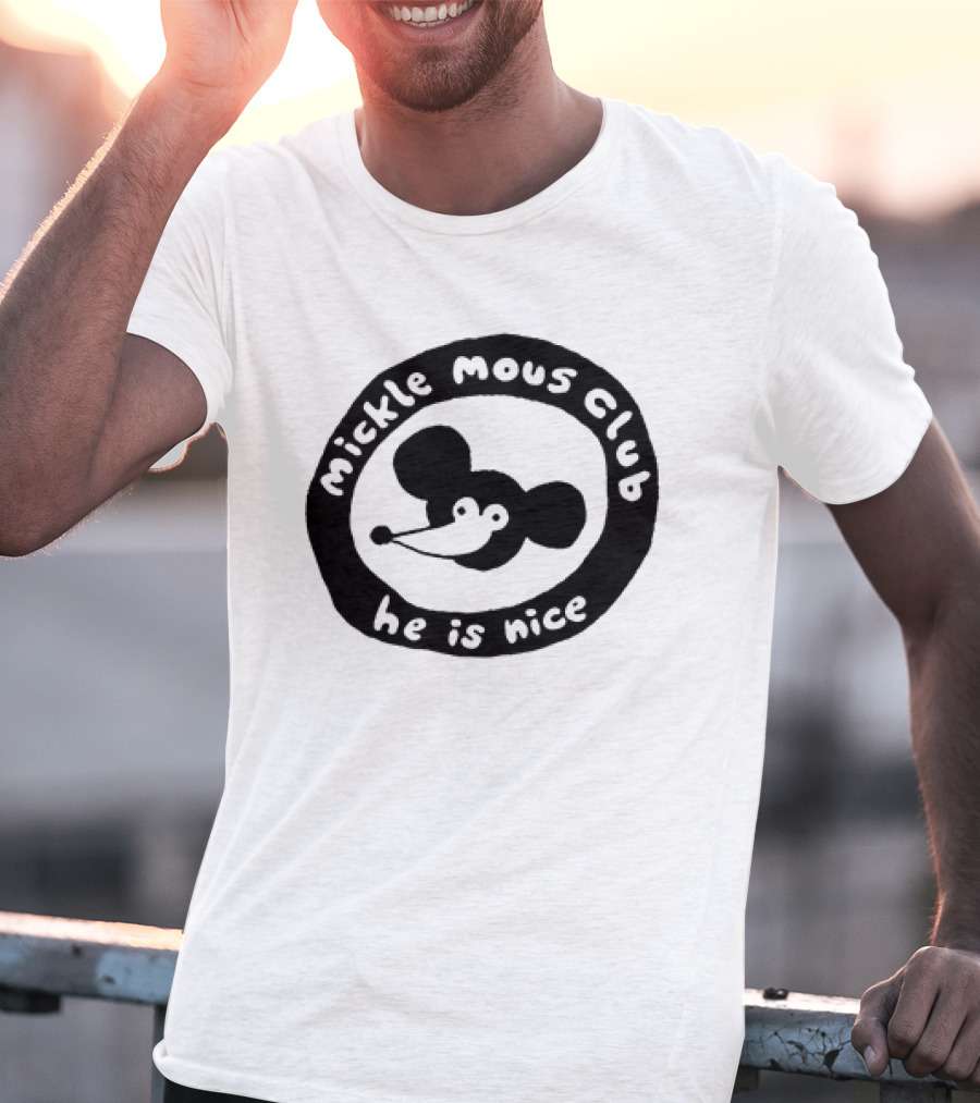 Mickle Mous Club He Is Nice Black And White Circle T-Shirt
