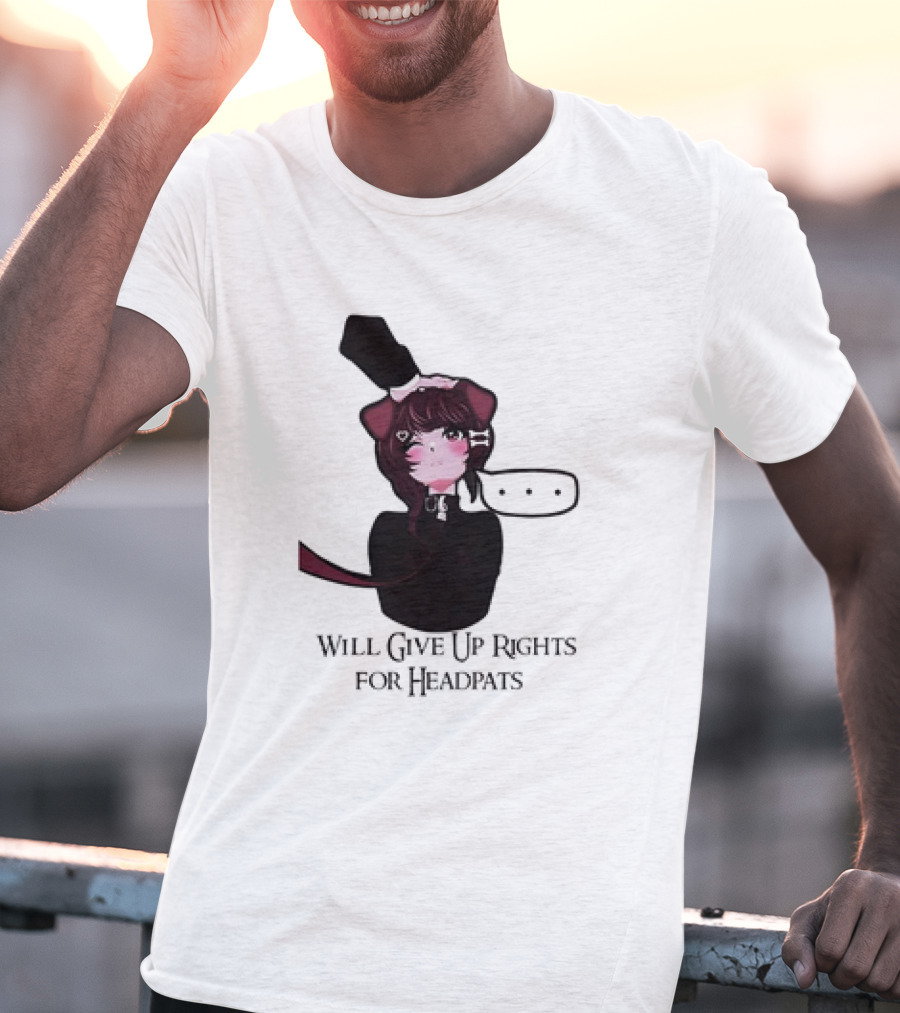 Will Give Up Rights For Headpats Anime Cat Ear Character With Blush And Speech Bubble T-Shirt