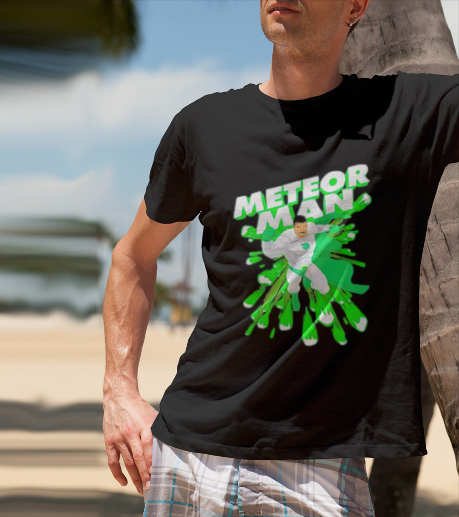 Meteor Man Heroic Pose With Green Comet Effect T-Shirt