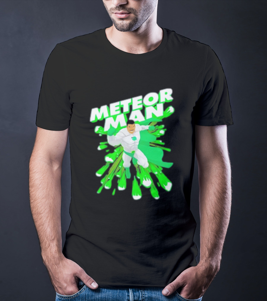 Meteor Man Heroic Pose With Green Comet Effect T-Shirt