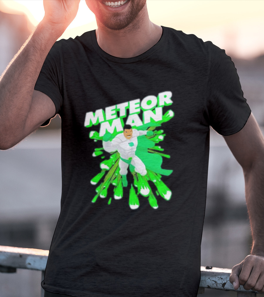 Meteor Man Heroic Pose With Green Comet Effect T-Shirt