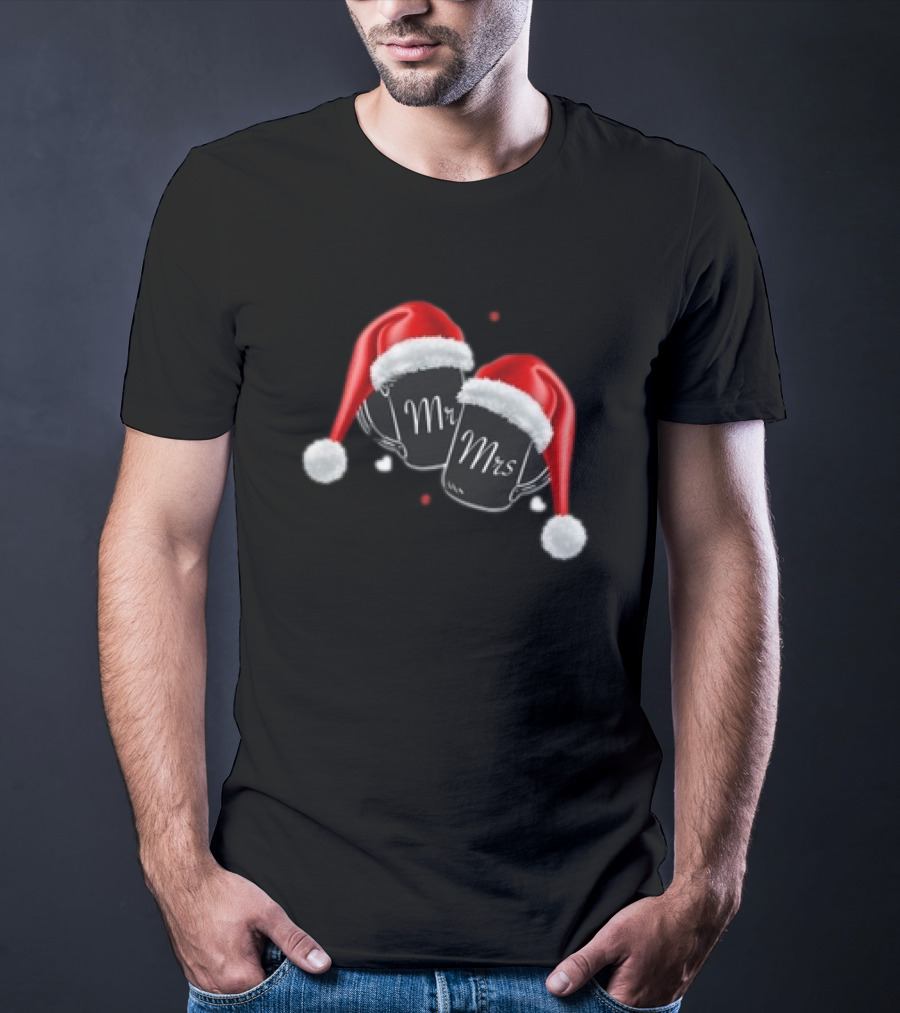 Mr Mrs Santa Hats Festive Christmas T-Shirt
