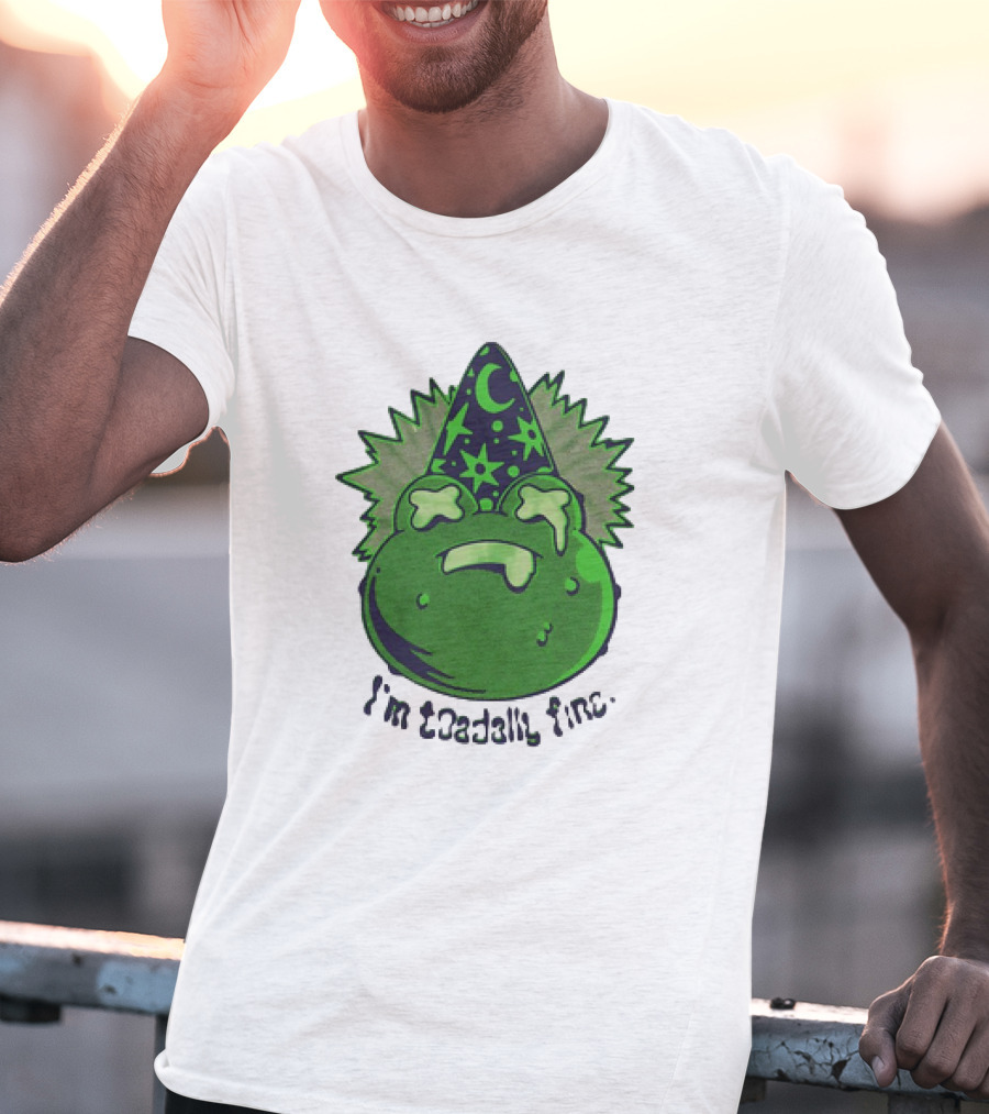 I'm Toadally Fine Vintage Green Toad Witch Hat Stars And Moon T-Shirt