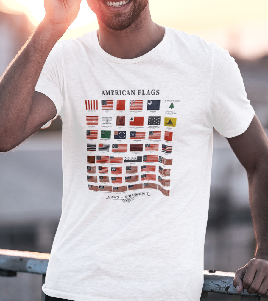 American Flags 1767 Present Historical Evolution Chart T-Shirt