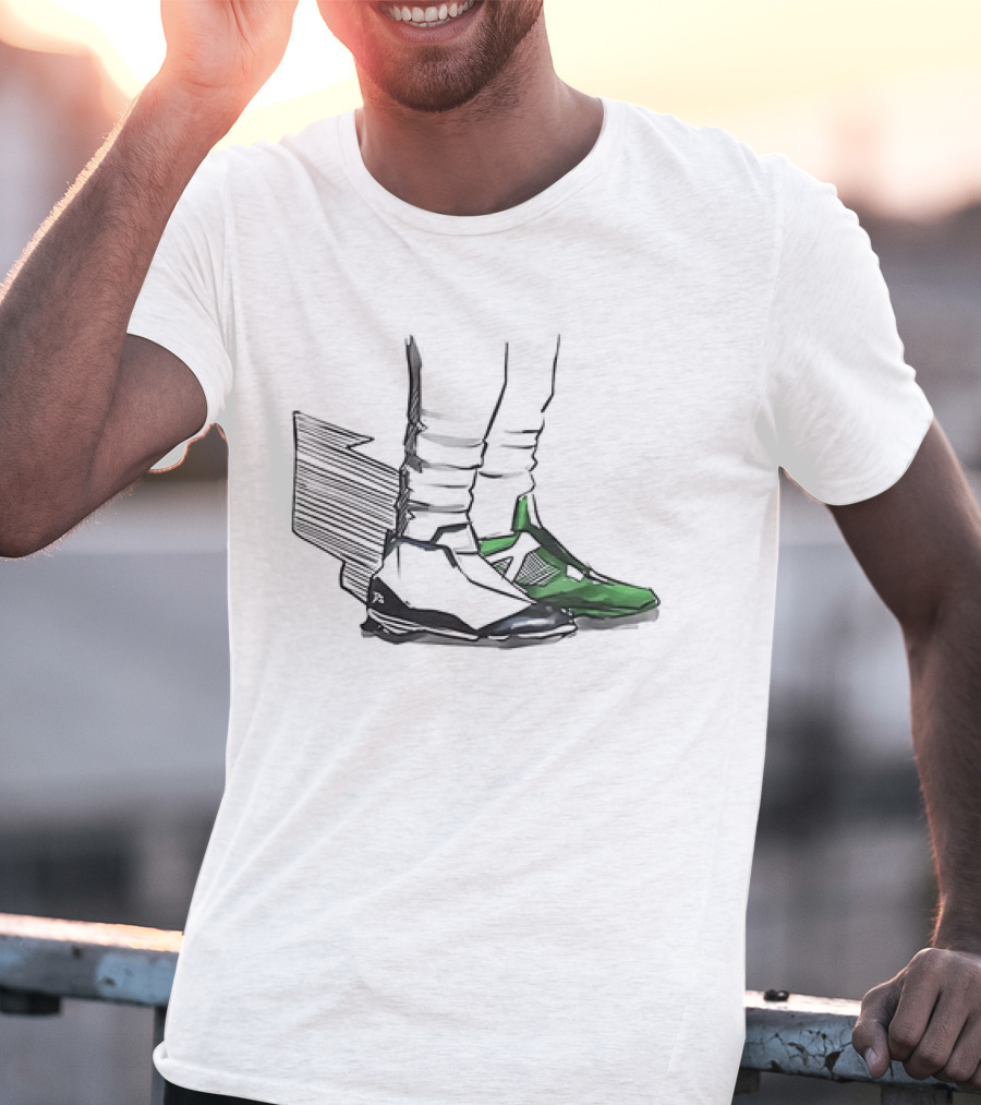 Jalen Two-Shoes Hurts Dual-Colored Sports Footwear Combo T-Shirt