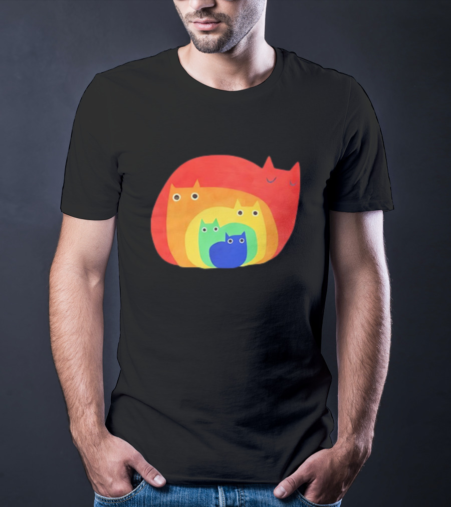 Rainbow Cats Pattern Layers T-Shirt