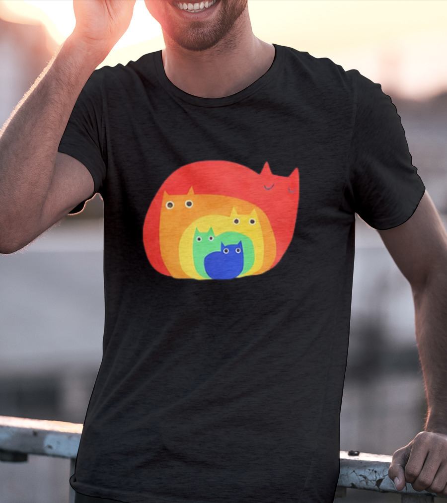 Rainbow Cats Pattern Layers T-Shirt