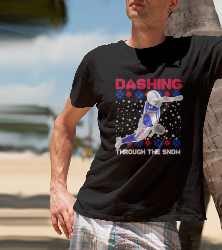 Josh Allen Buffalo Bills Dashing Through The Snow Holiday Football T-Shirt