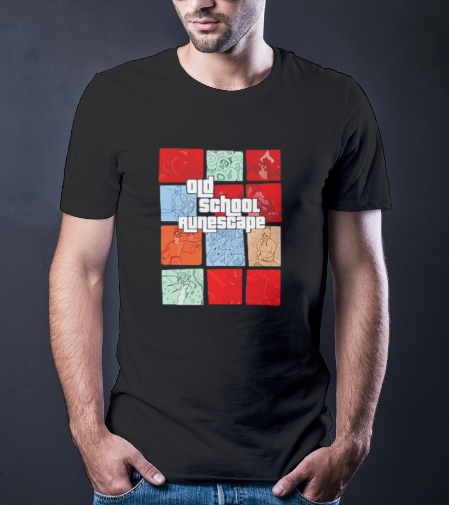 Old School RuneScape Pixel Art Character Collage T-Shirt