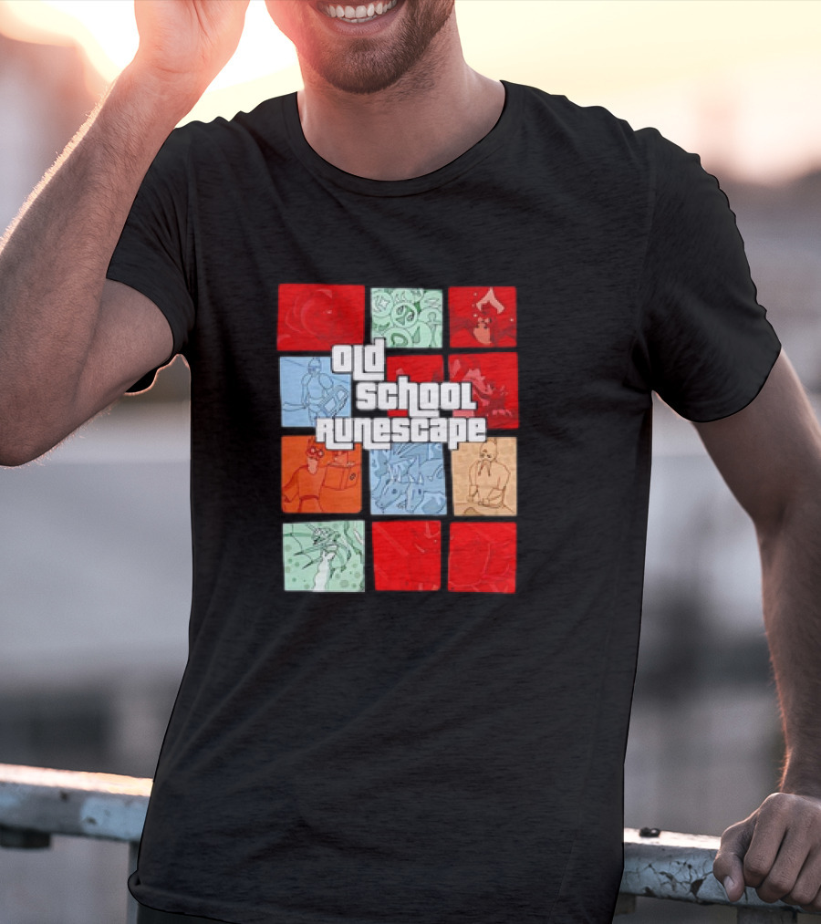 Old School RuneScape Pixel Art Character Collage T-Shirt