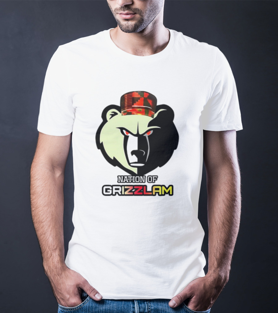Nation Of Grizzlam Bear Logo With Camo Hat T-Shirt