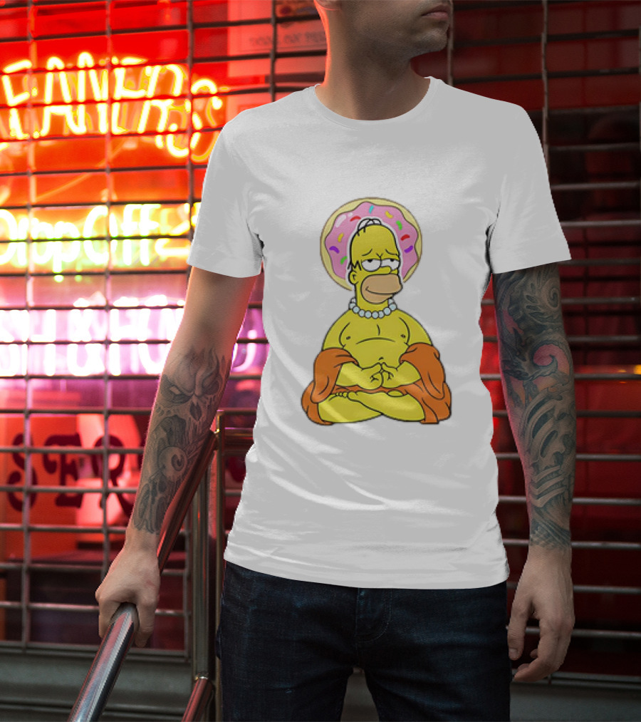 Simpsons Homer Buddha Donut Halo Meditation T-Shirt