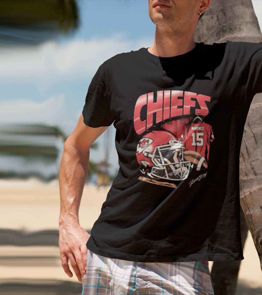 Kansas City Chiefs Patrick Mahomes 15 NFL Helmet Jersey Chiefs T-Shirt