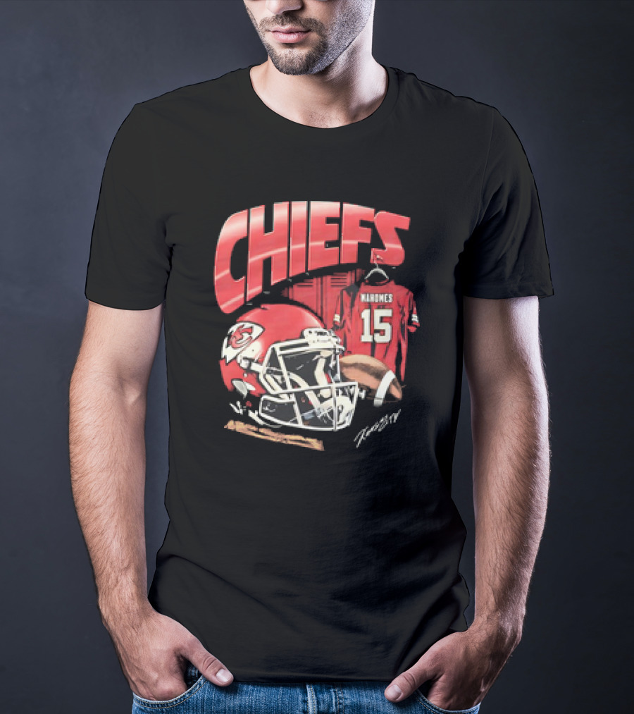 Kansas City Chiefs Patrick Mahomes 15 NFL Helmet Jersey Chiefs T-Shirt