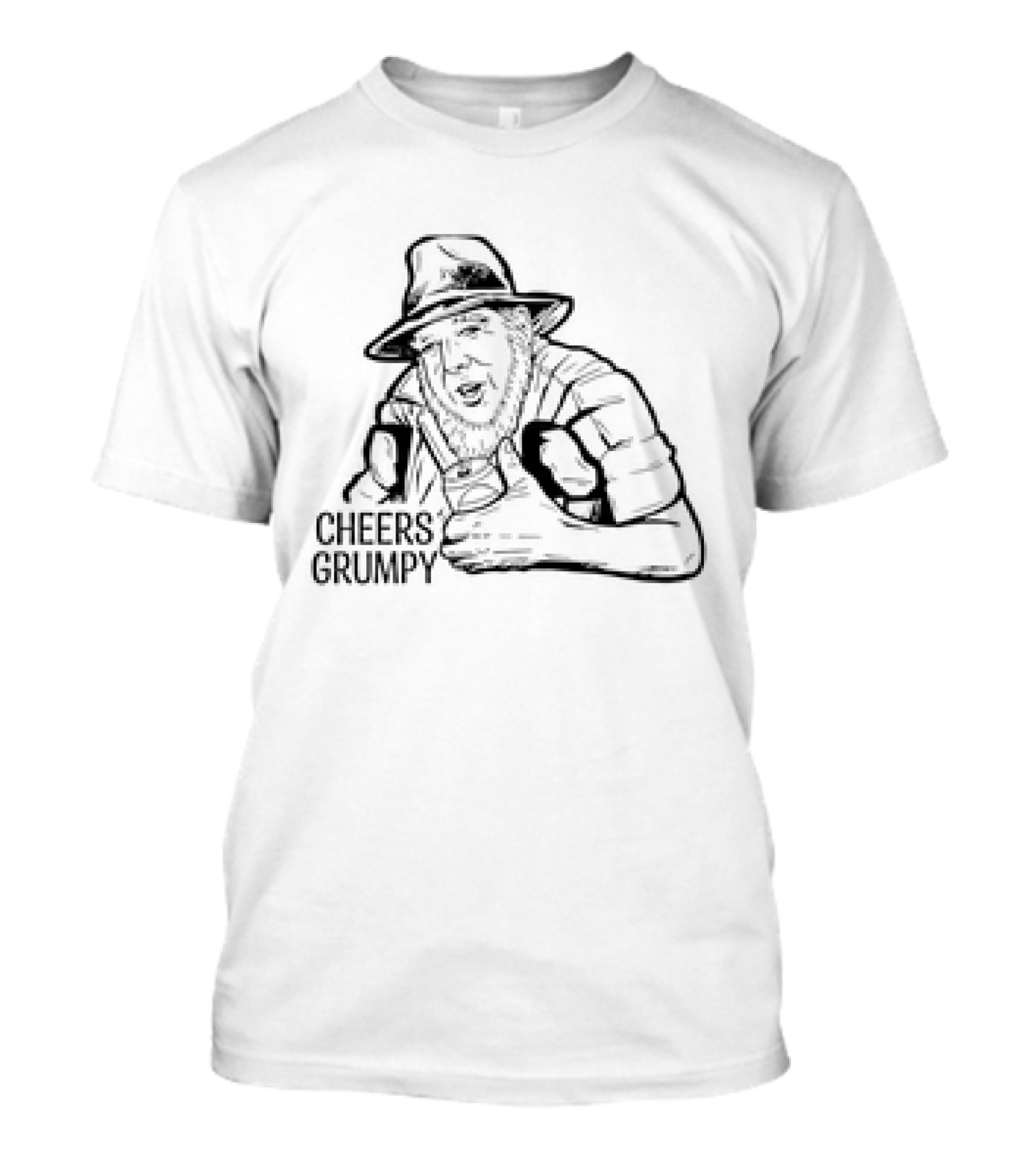 Cheers Grumpy Bearded Hat Man Double Thumbs Up T-Shirt