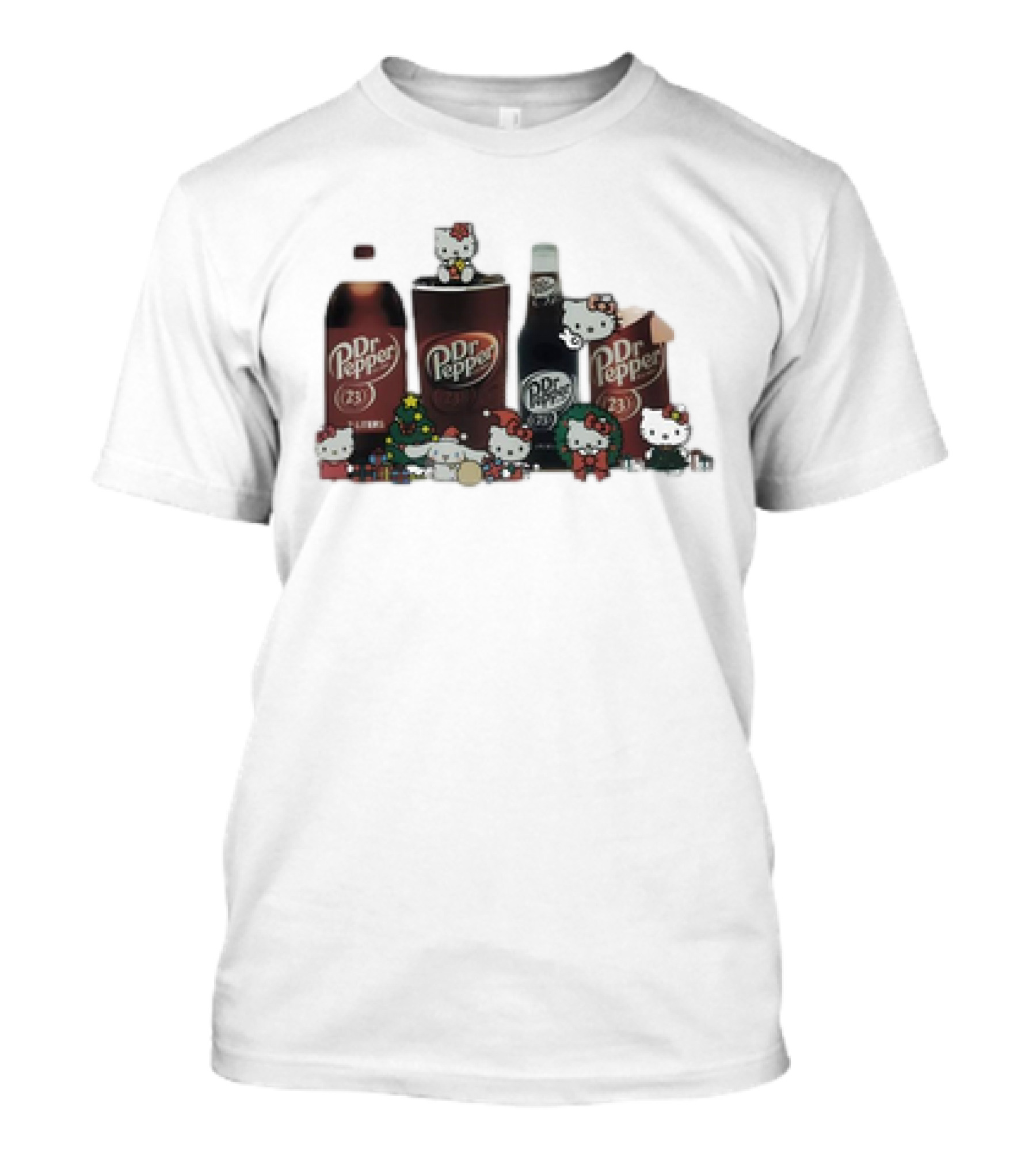 Hello Kitty Holiday With Dr Pepper Bottles And Cans T-Shirt
