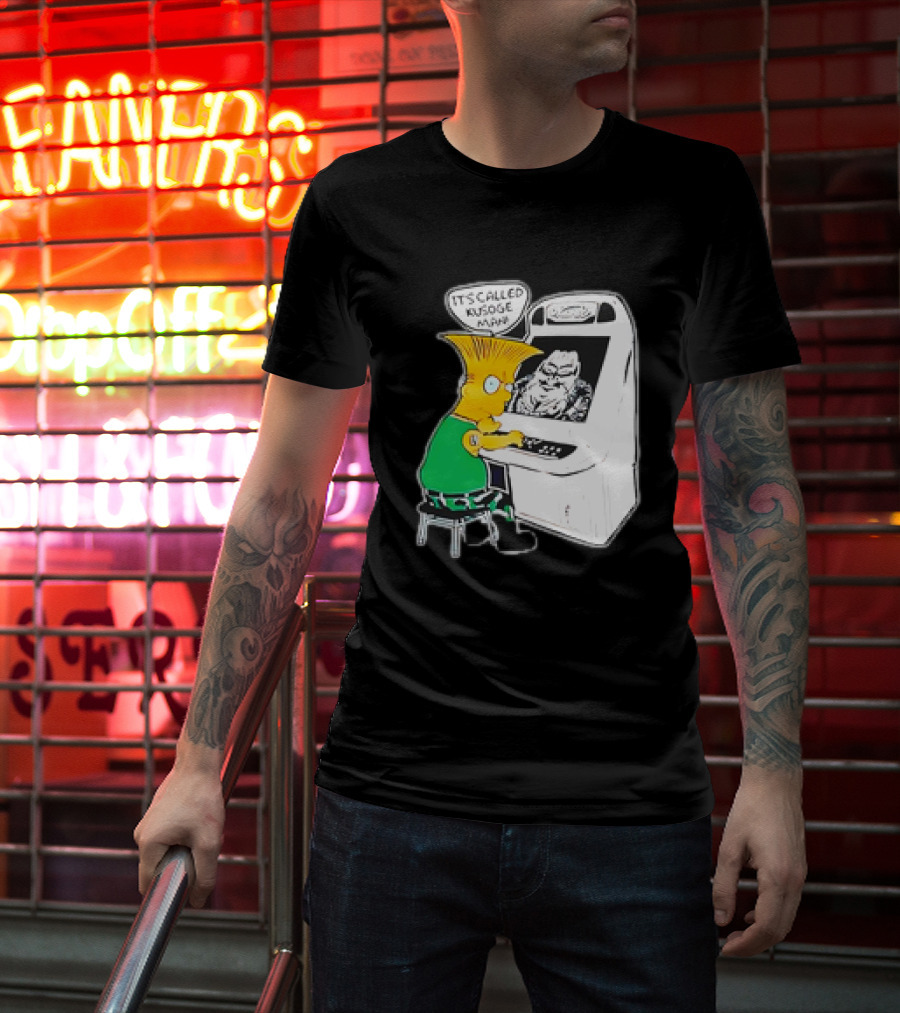 Bart Simpson It's Called Kusoge Man Playing Arcade Game T-Shirt