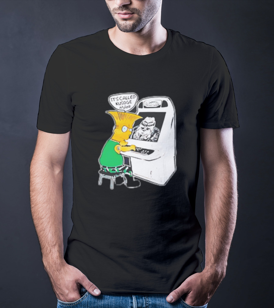 Bart Simpson It's Called Kusoge Man Playing Arcade Game T-Shirt