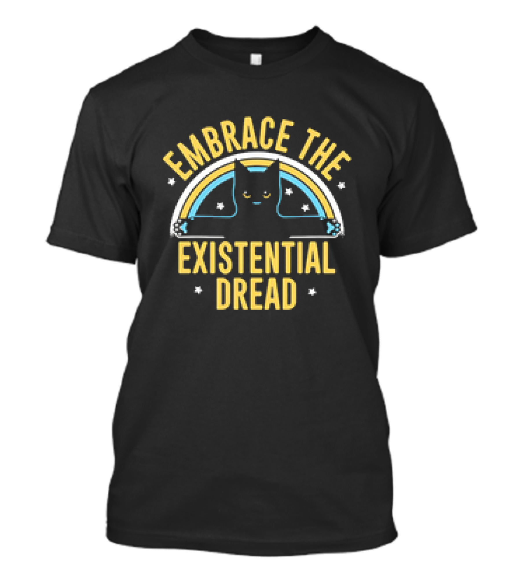 Embrace The Existential Dread Cat With Rainbow T-Shirt