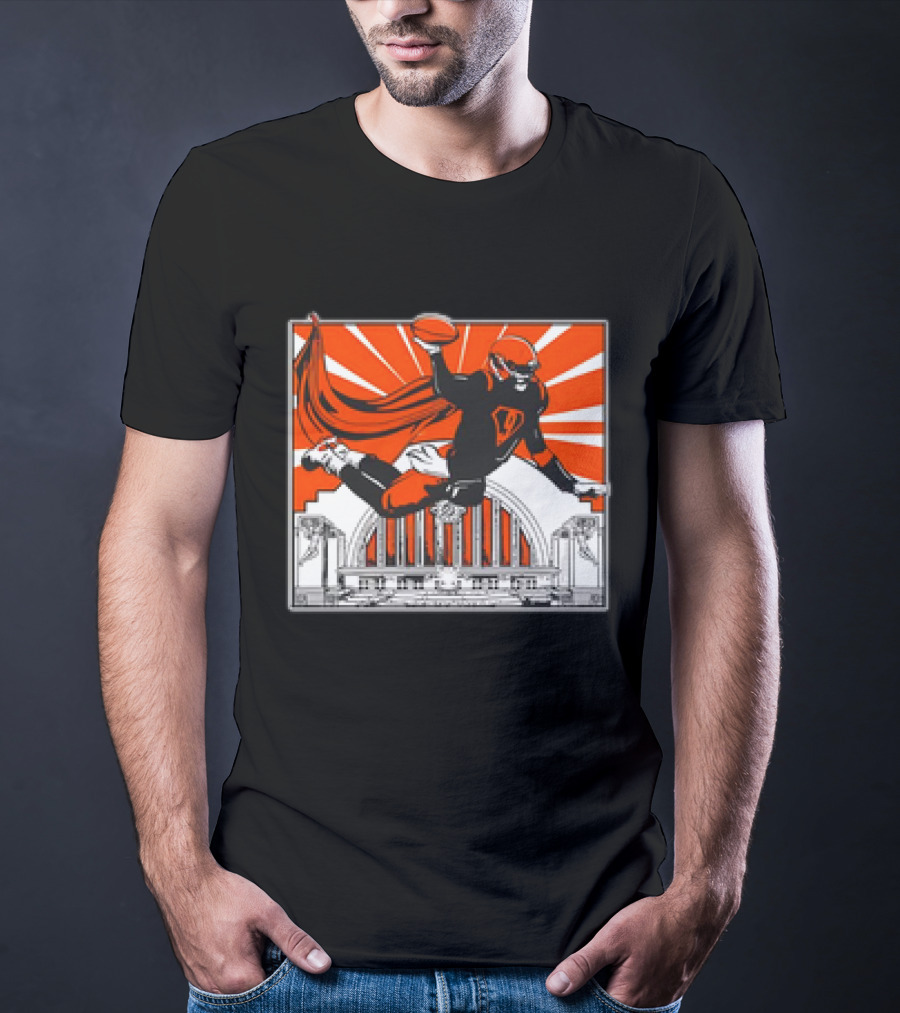 Cincinnati Bengals Superhero Joe Burrow Union Terminal Fan T-Shirt