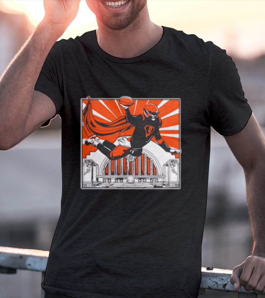 Cincinnati Bengals Superhero Joe Burrow Union Terminal Fan T-Shirt