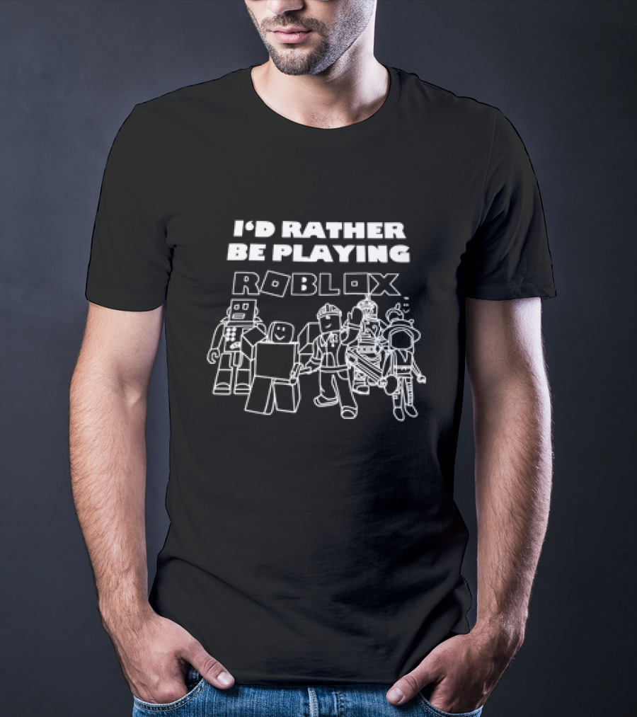 I’d Rather Be Playing Roblox Characters Fun Gaming Adventure T-Shirt