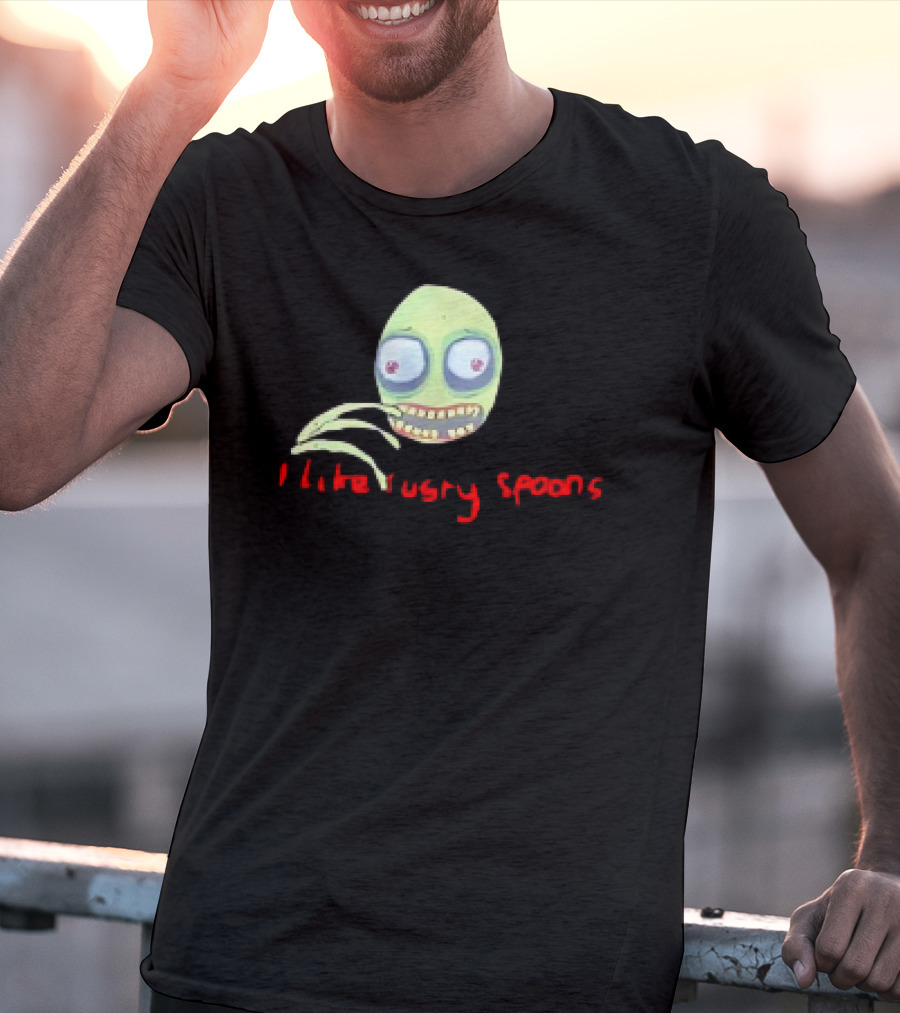 Salad Fingers I Like Rusty Spoons Green Character Face T-Shirt