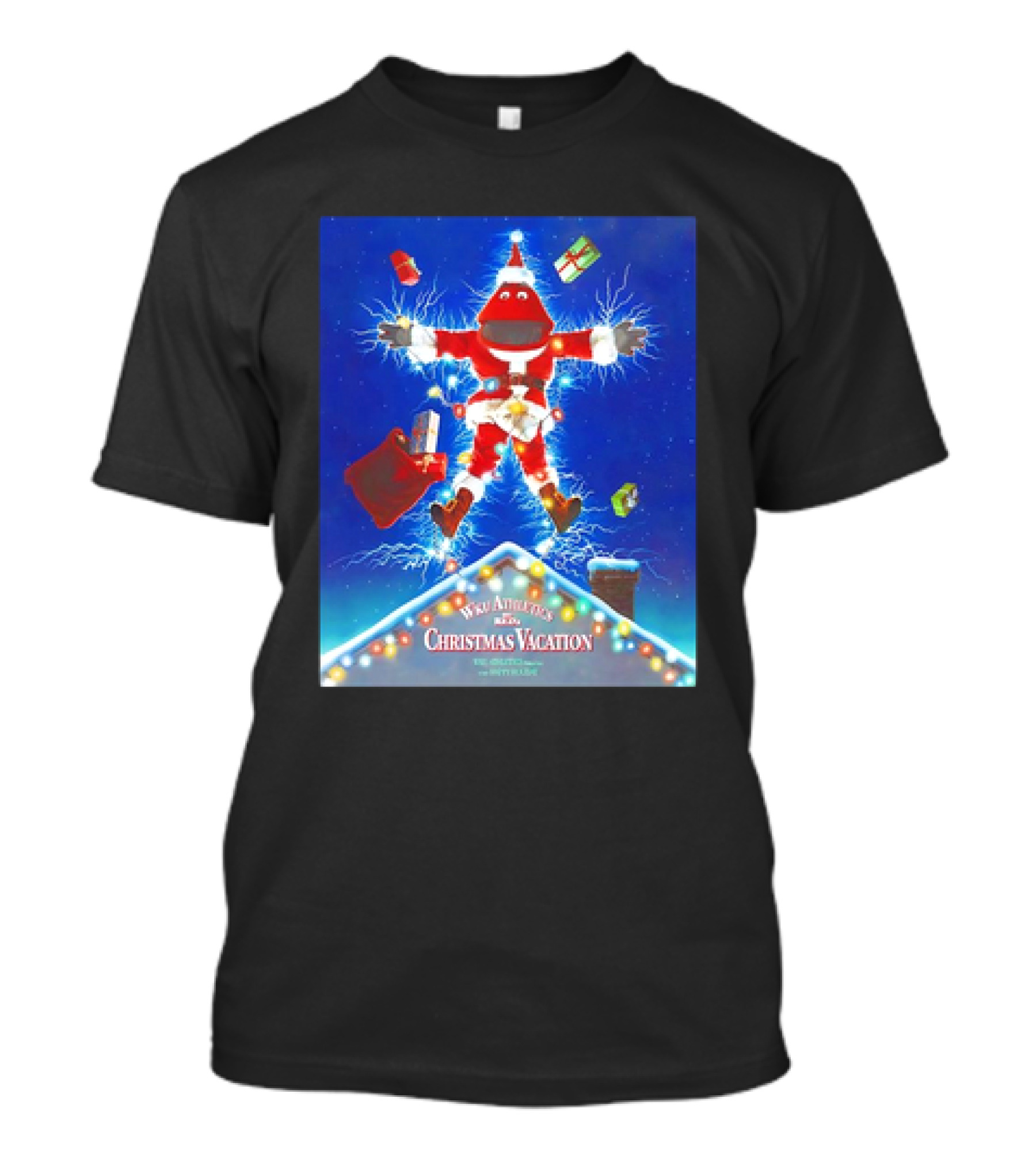 WKU Athletics Christmas Vacation Funny Santa Character On Rooftop With Presents T-Shirt