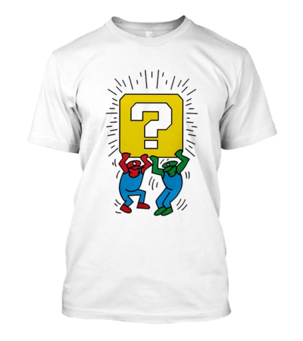 Mario And Luigi Lifting Block Keith Haring Style Pop Art Brothers T-Shirt