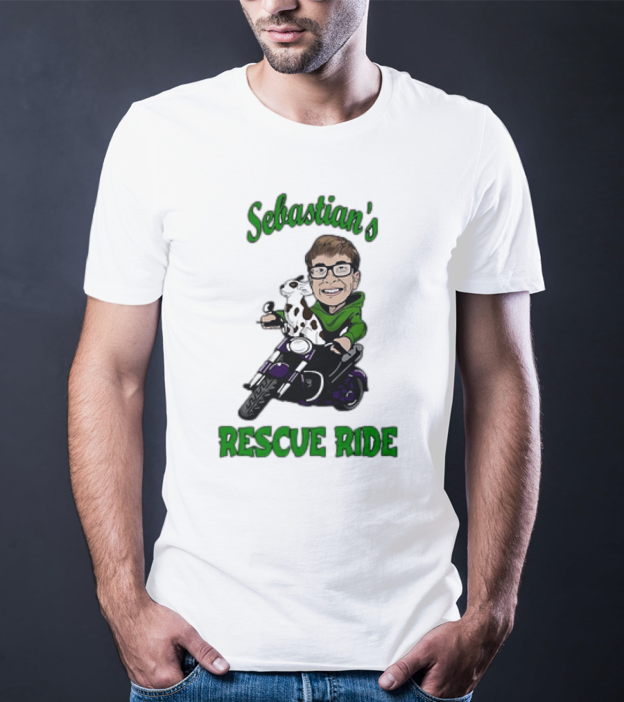 Sebastian's Rescue Ride Sebastian Rogers Motorcycle Puppy Adventure T-Shirt