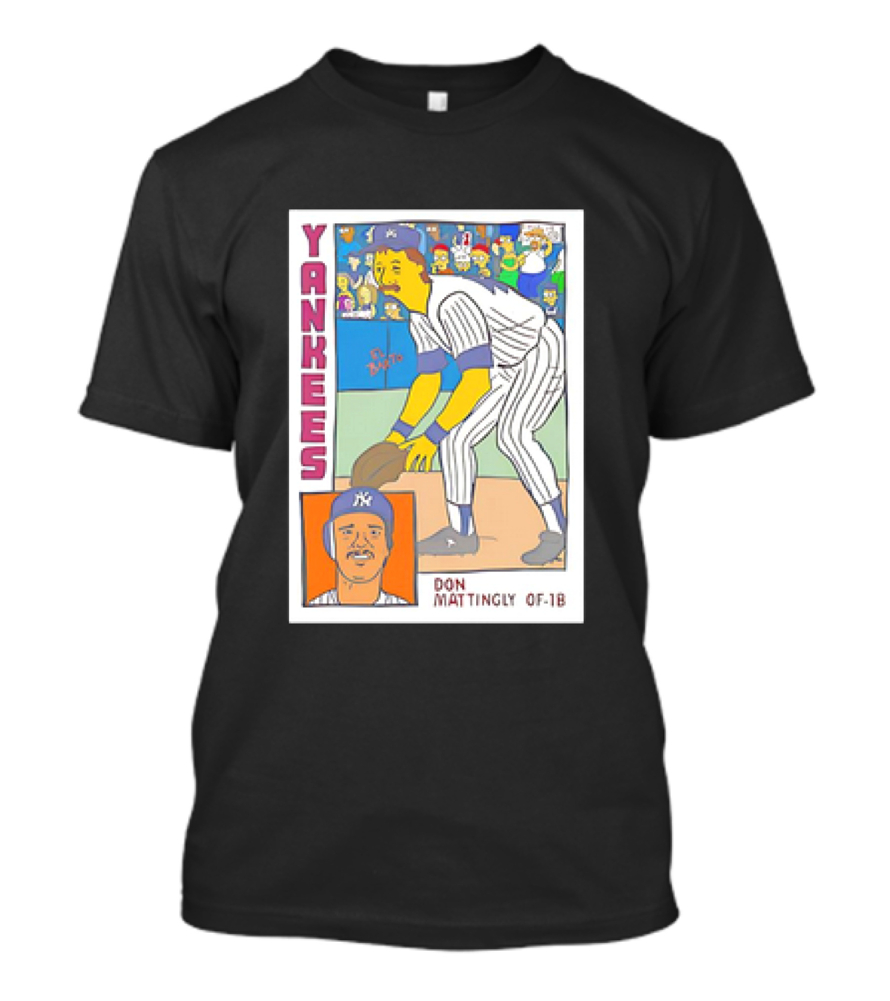 Yankees Don Mattingly OF-1B Simpsons Style Baseball Card T-Shirt