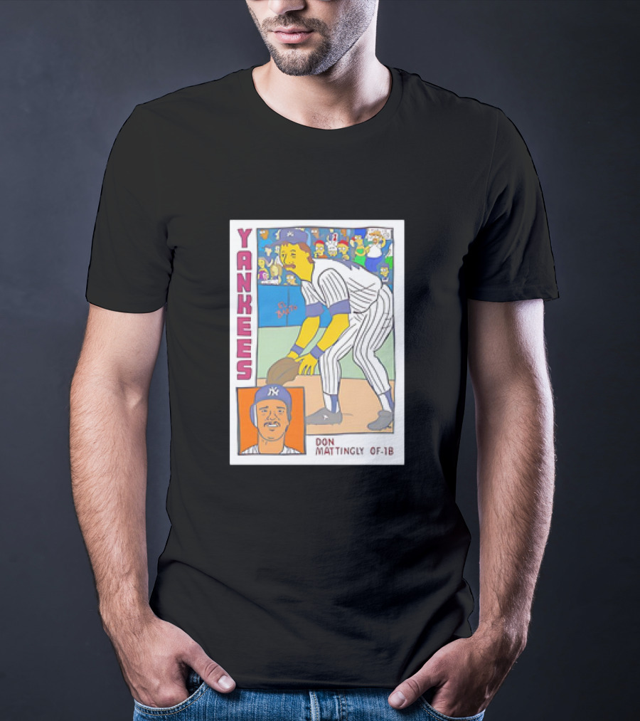 Yankees Don Mattingly OF-1B Simpsons Style Baseball Card T-Shirt
