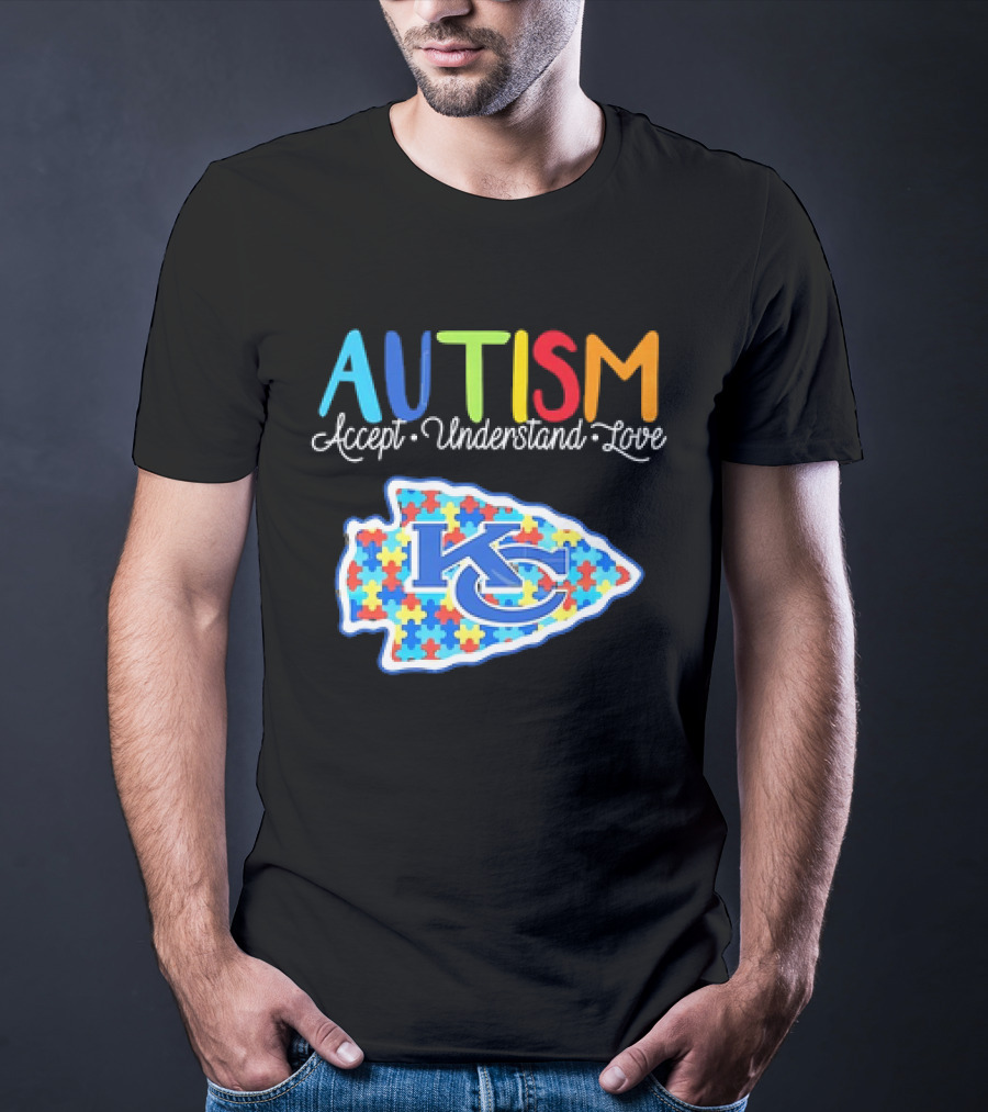 Kansas City Chiefs Autism Accept Understand Love Puzzle T-Shirt