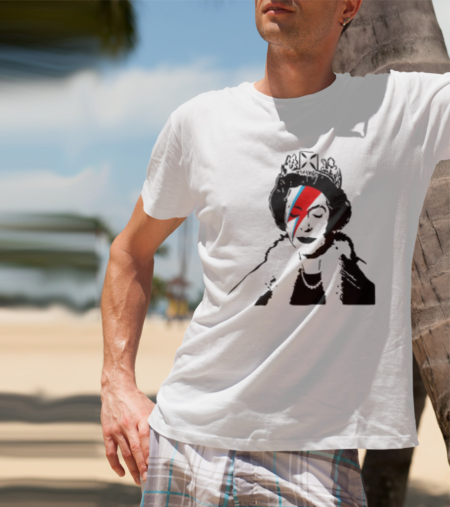 Queen Elizabeth Bowie Lightning Face Paint T-Shirt