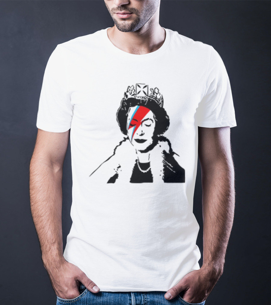 Queen Elizabeth Bowie Lightning Face Paint T-Shirt