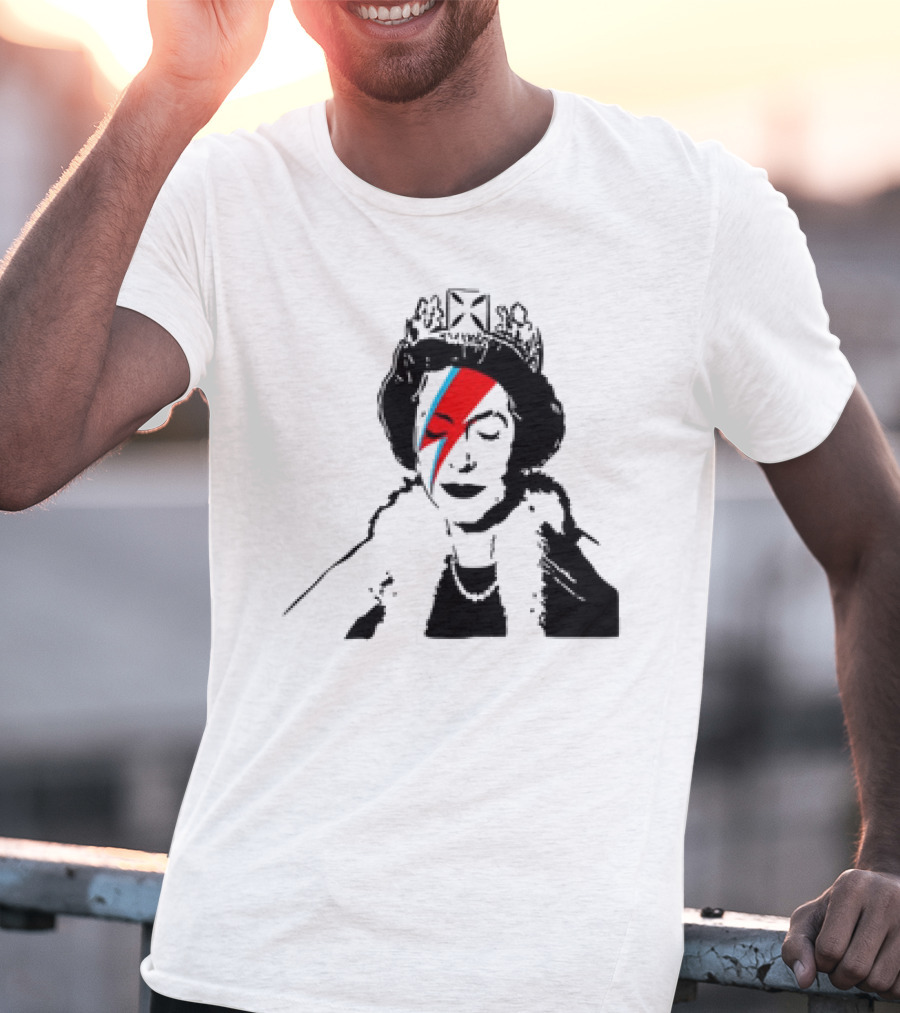 Queen Elizabeth Bowie Lightning Face Paint T-Shirt