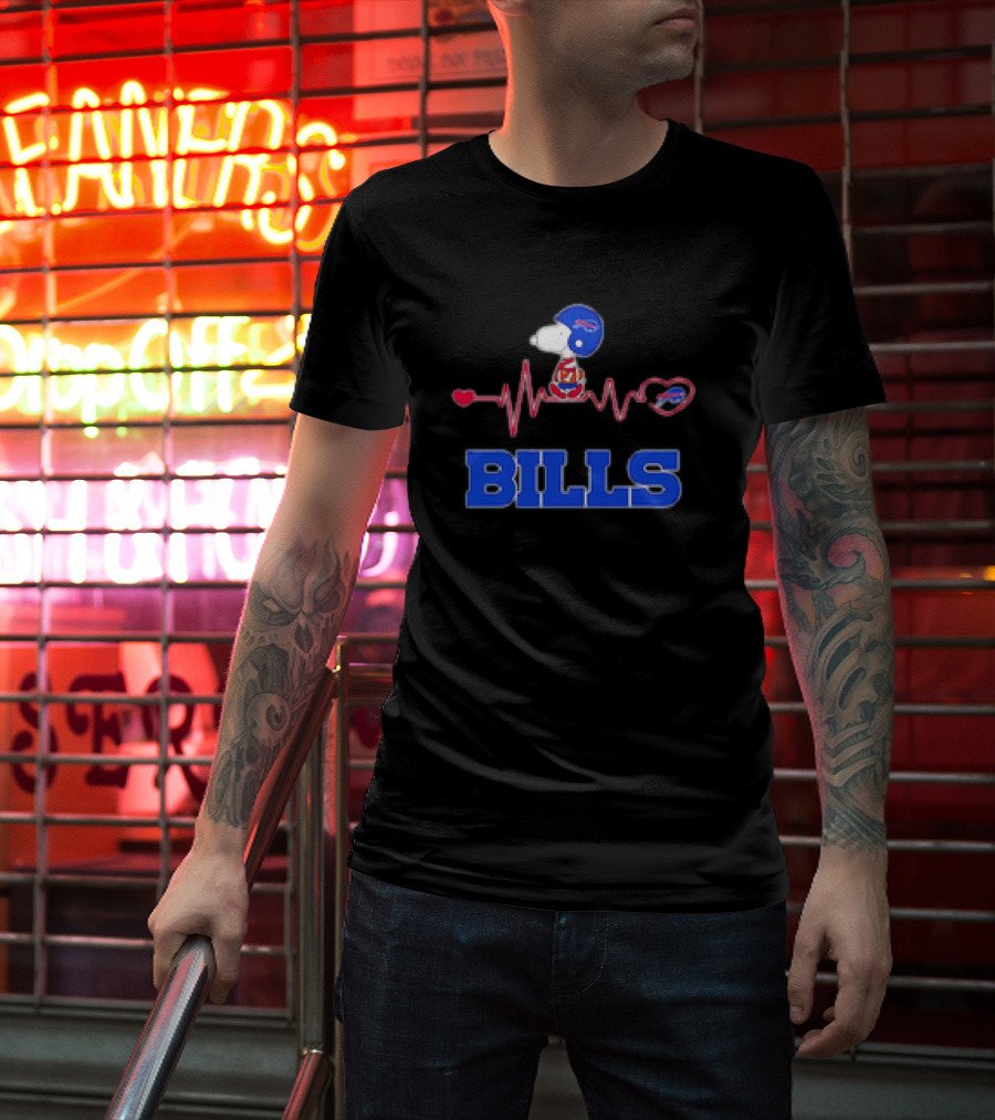 Heartbeats Snoopy Bills Football Helmet Heartbeat T-Shirt