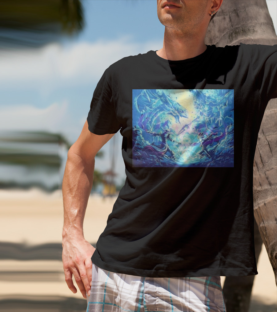 Yu Gi Oh Seto Kaiba Dueling Yugi Muto Blue-Eyes White Dragon And Dark Magician Showdown T-Shirt