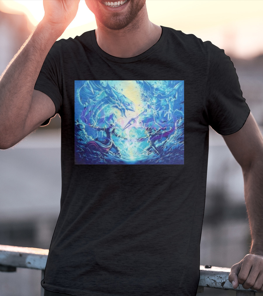 Yu Gi Oh Seto Kaiba Dueling Yugi Muto Blue-Eyes White Dragon And Dark Magician Showdown T-Shirt